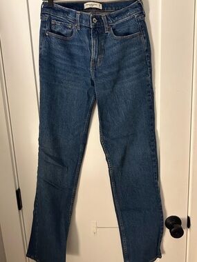 Abercrombie & Fitch Dark Blue Straight Midrise Jeans LONG